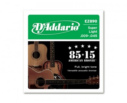 D`ADDARIO EZ890 струны для акуст. гитары, бронза 85/15, Super Light 9-45
