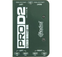 Radial ProD2 стерео дибокс, вход 2x 1/4"TRS, сквозной 2x 1/4" TRS, выход 2xXLR HF02B