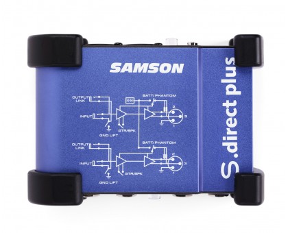 Samson S-Direct Plus стерео директ-бокс, разъем 1/4" Jack, питание батарея 9V  или 48V фантомное. SA
