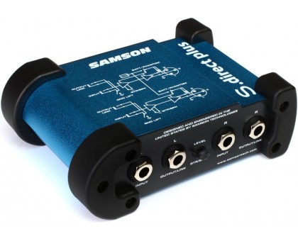 Samson S-Direct Plus стерео директ-бокс, разъем 1/4" Jack, питание батарея 9V  или 48V фантомное. SA