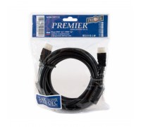 PREMIER 5-813 1.5 шнур HDMI `шт` - HDMI `шт` пластик `позолоченный` OD6.0мм с ферритами 1.5м 5-813